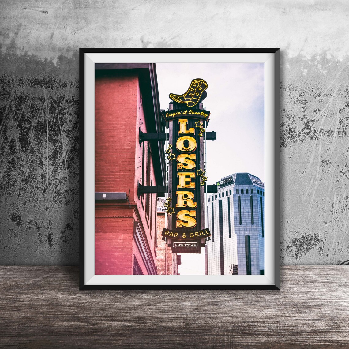 Losers Bar and Grill Downtown Nashville Neon Sign Photo Poster