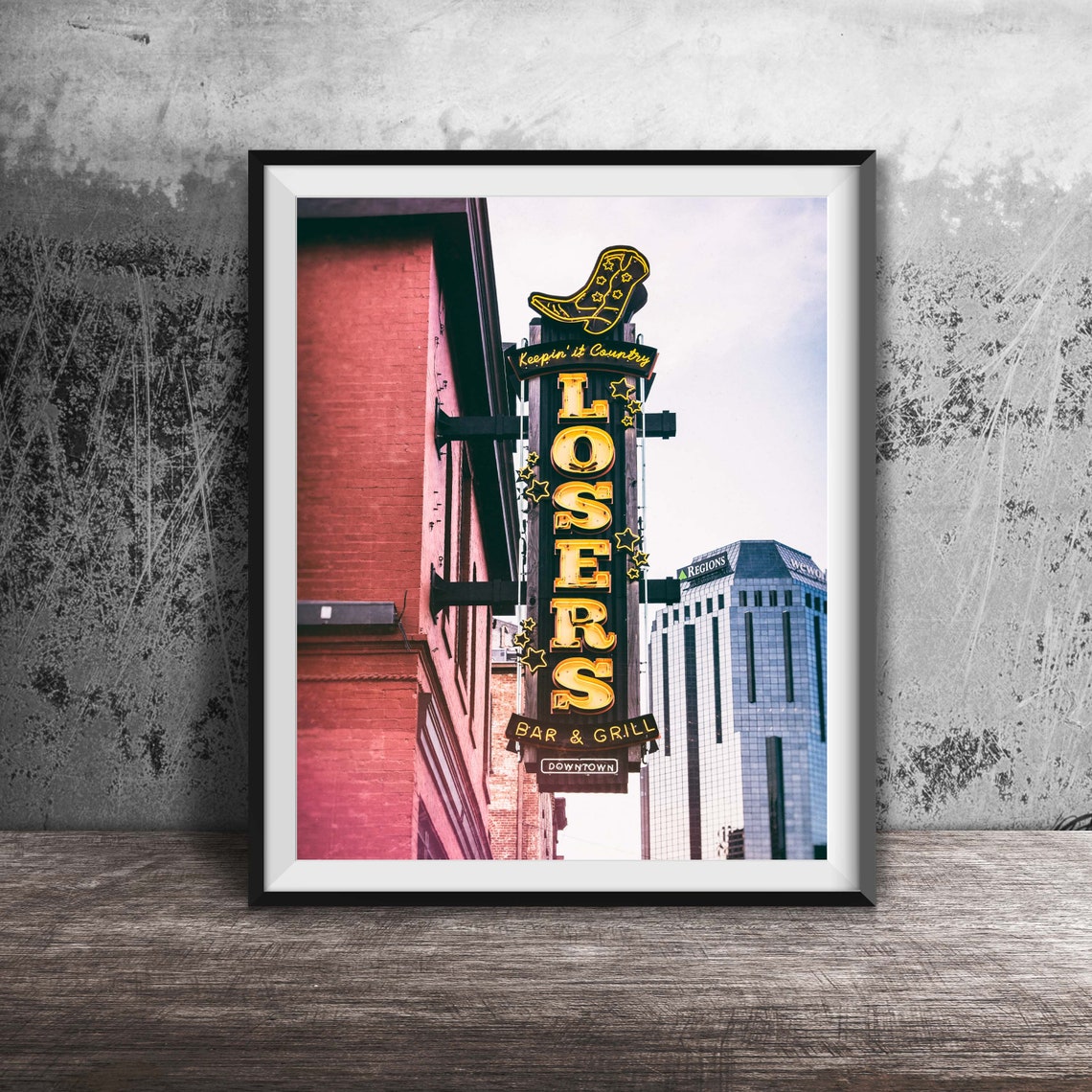 Losers Nashville Bar Sign Photography Wall Art Photo Broadway Music City Photography Bar Decor Home Decor Prints