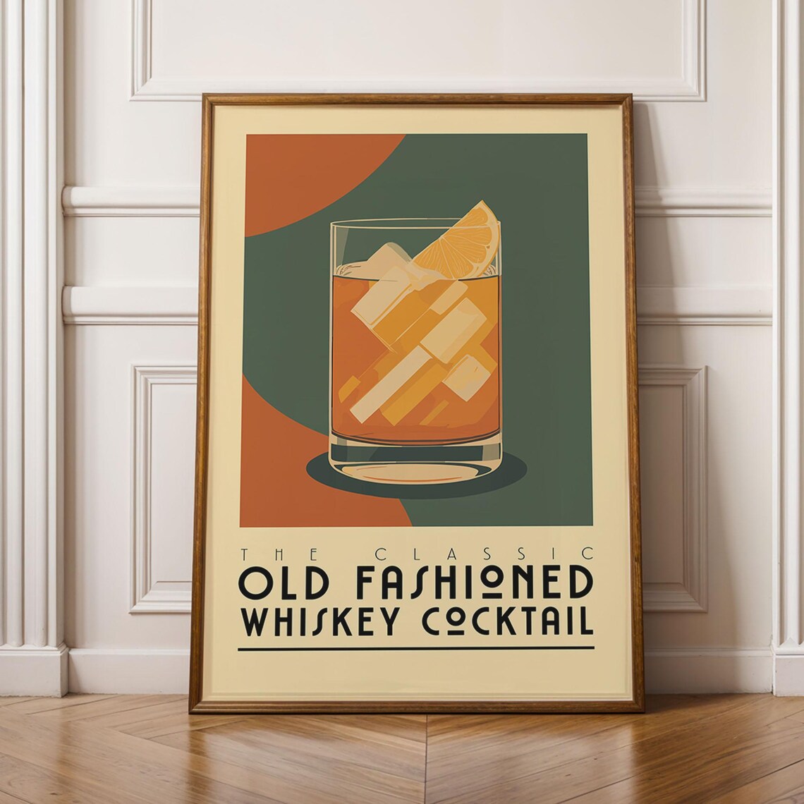 Old Fashioned Cocktail Retro Art Print, Bar Cart