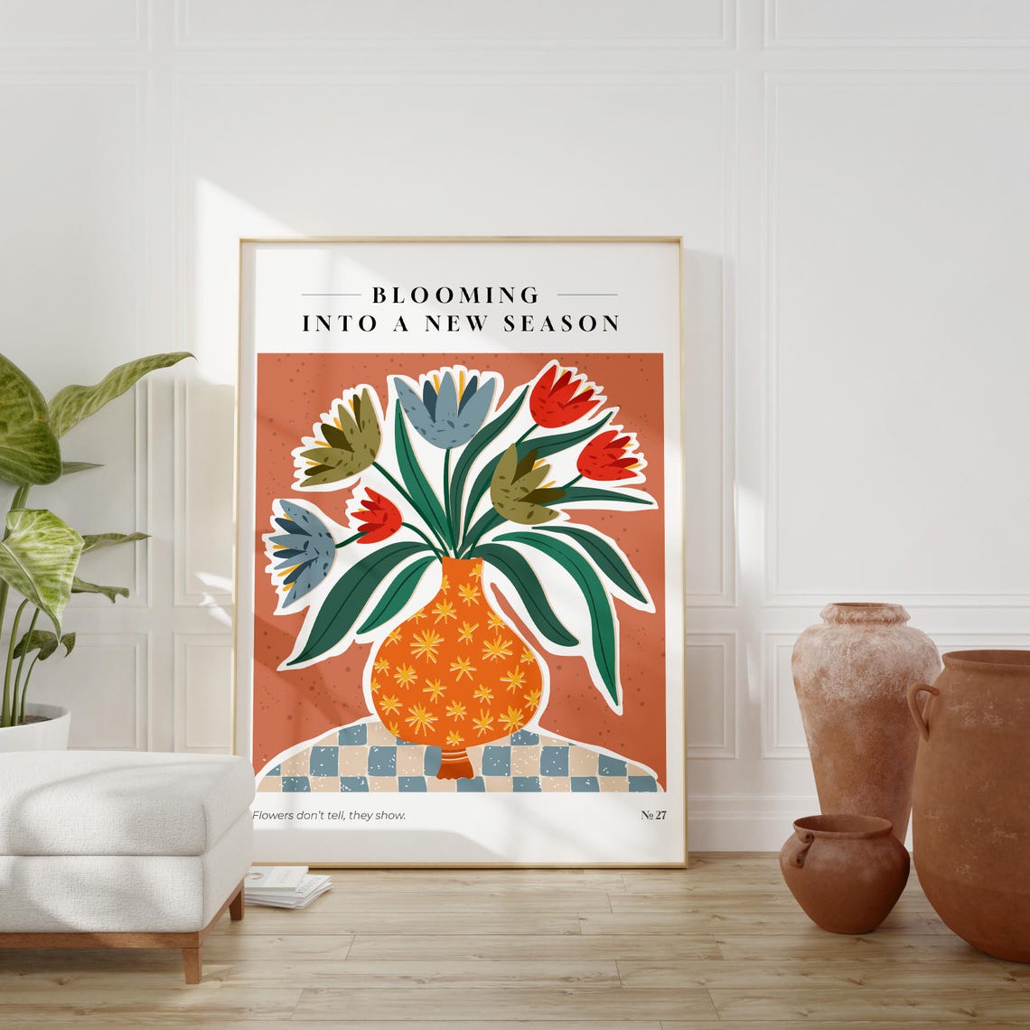 Blooming Into A New Season Tulips Orange Vase Gallery Floral Poster