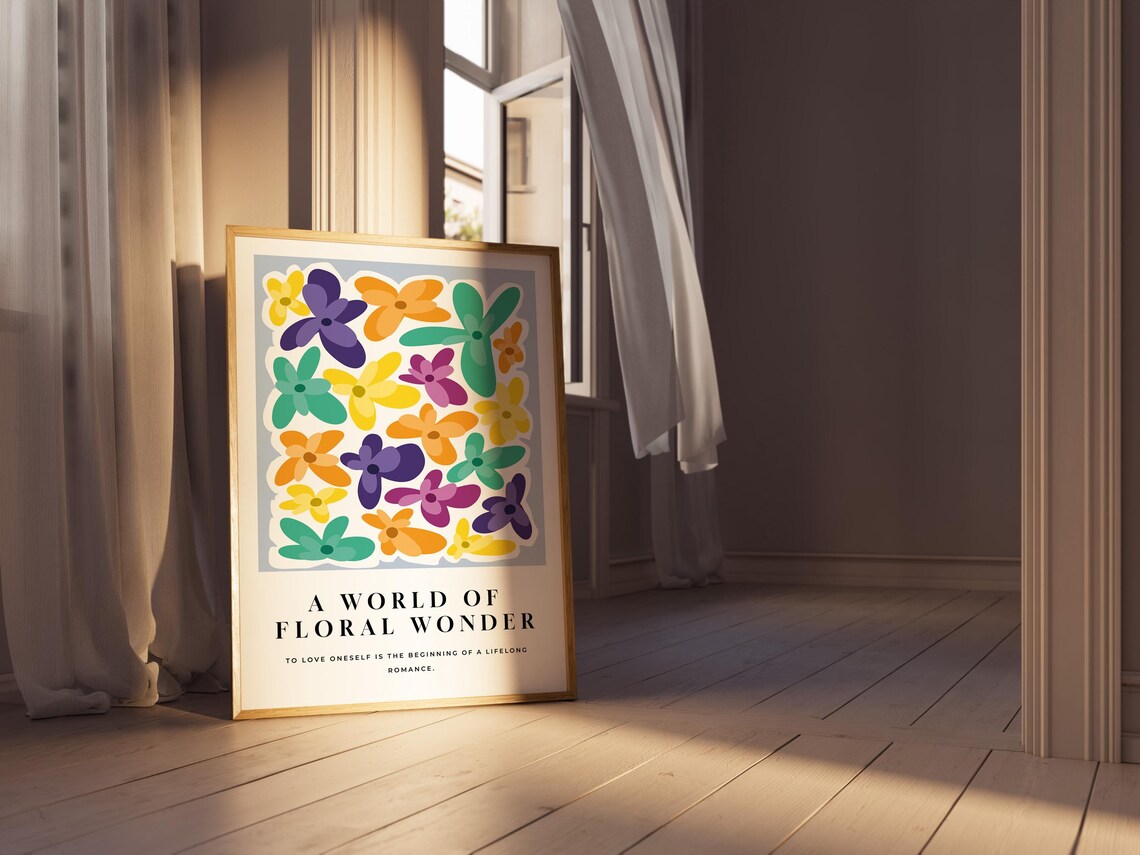A World of Floral Wonder Colorful Abstract Flower Quote Grid Poster - Image 4