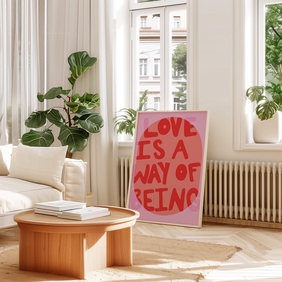 Love Is a Way of Being Red Typography Bold Pink Quote Poster - Image 2