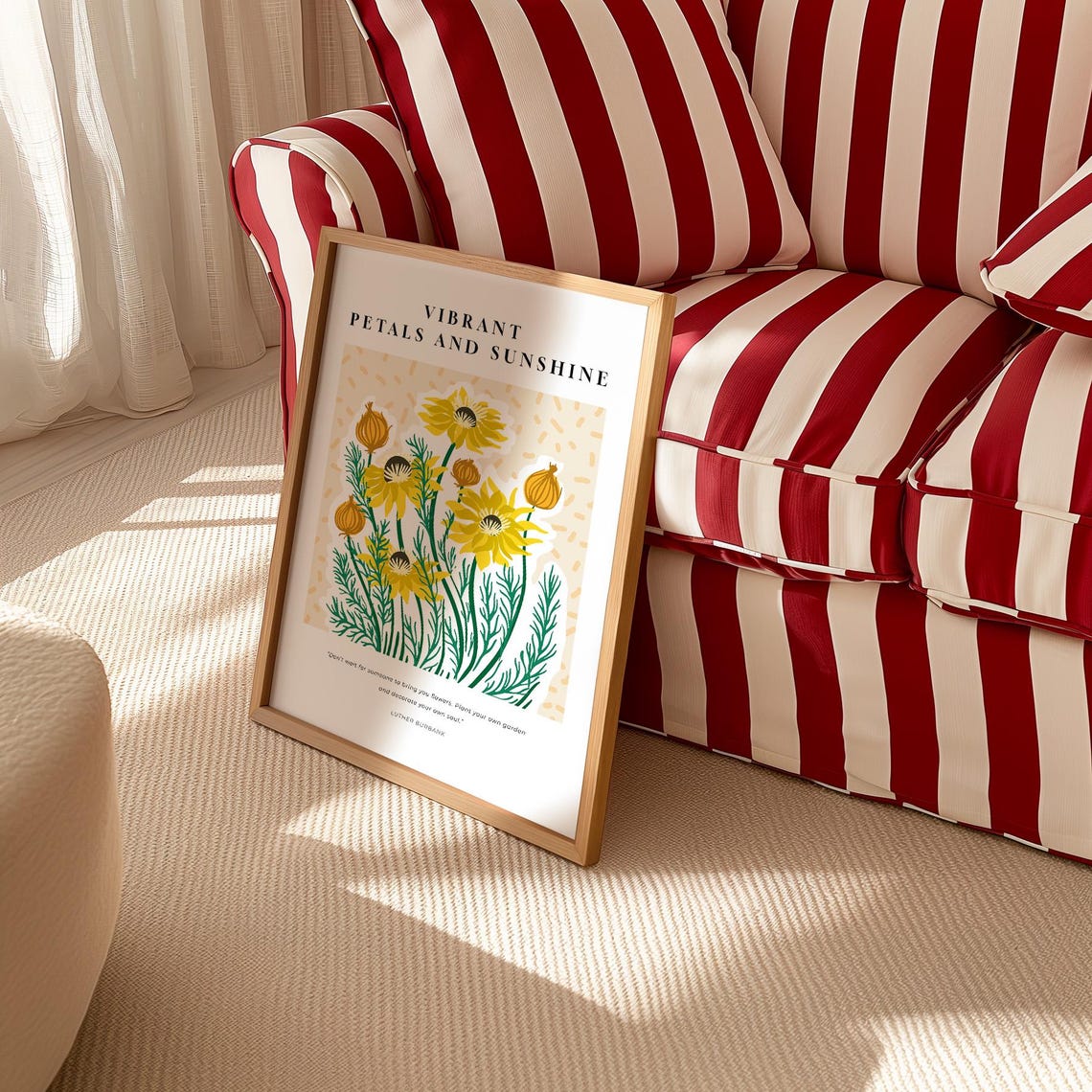 Vibrant Petals and Sunshine Yellow Daisy Quote Botanical Poster - Image 3