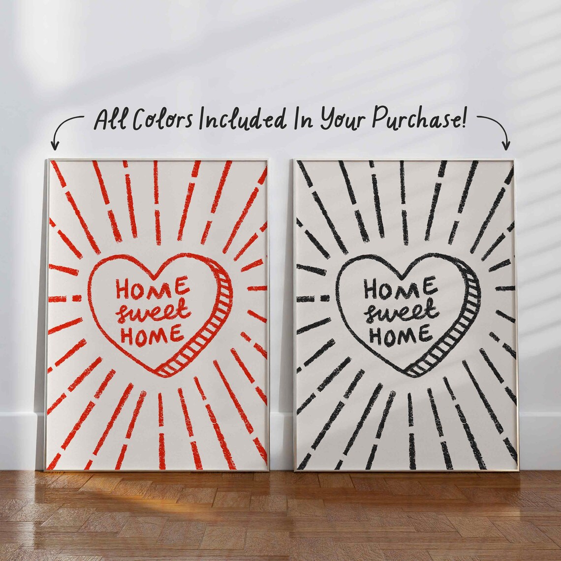 Home Sweet Home Heart Love Quote, Vintage Retro Art Print - Image 2