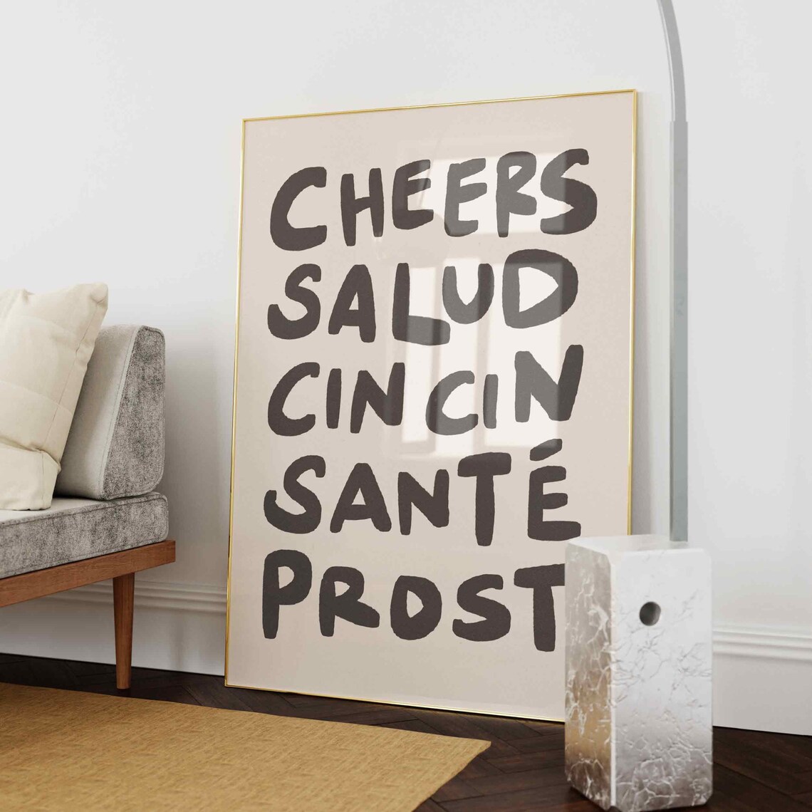 Cheers Salud Vintage Wine Art, Funky Bar Cart Poster - Image 4