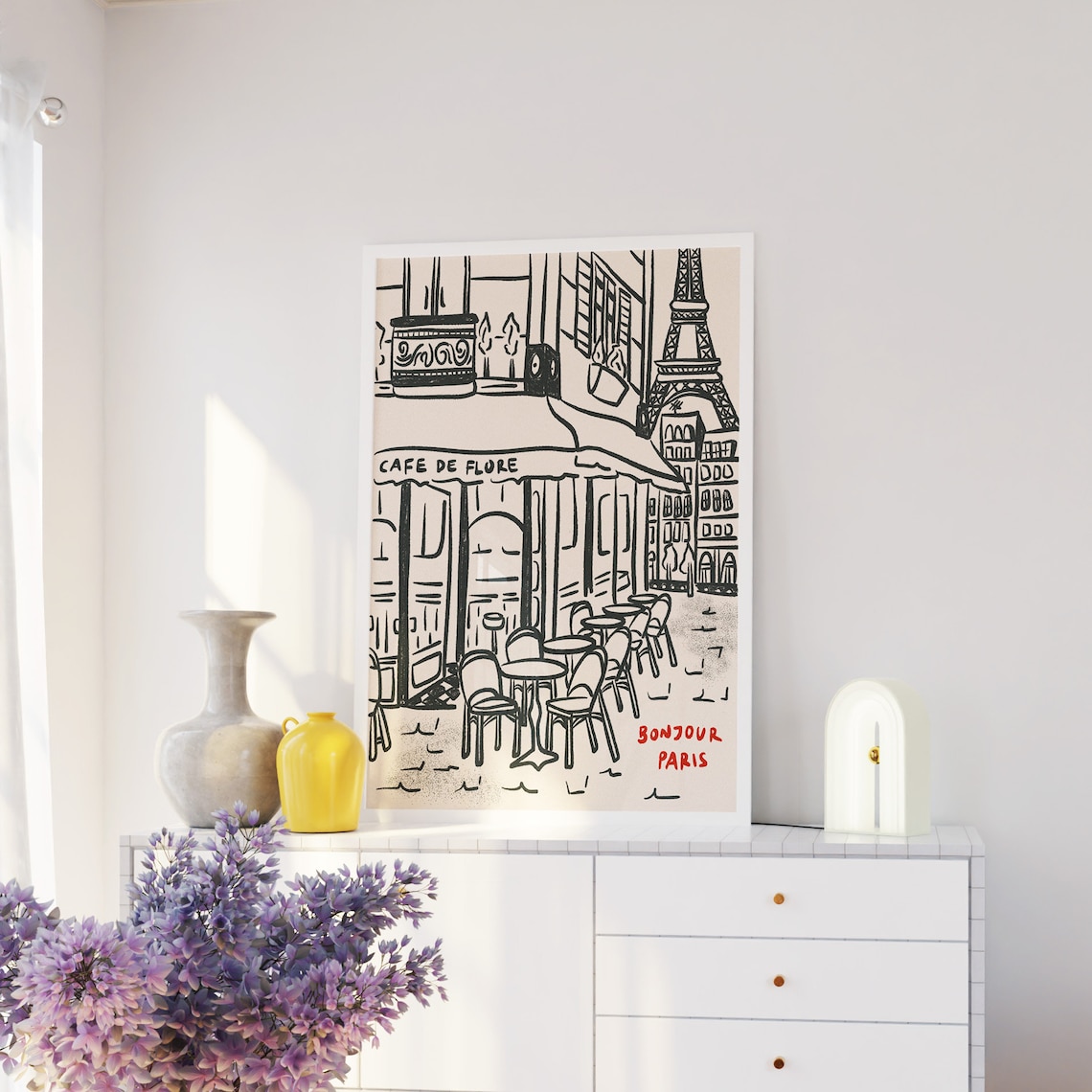 Paris City Print, Retro French Cafe Travel Poster - Image 4
