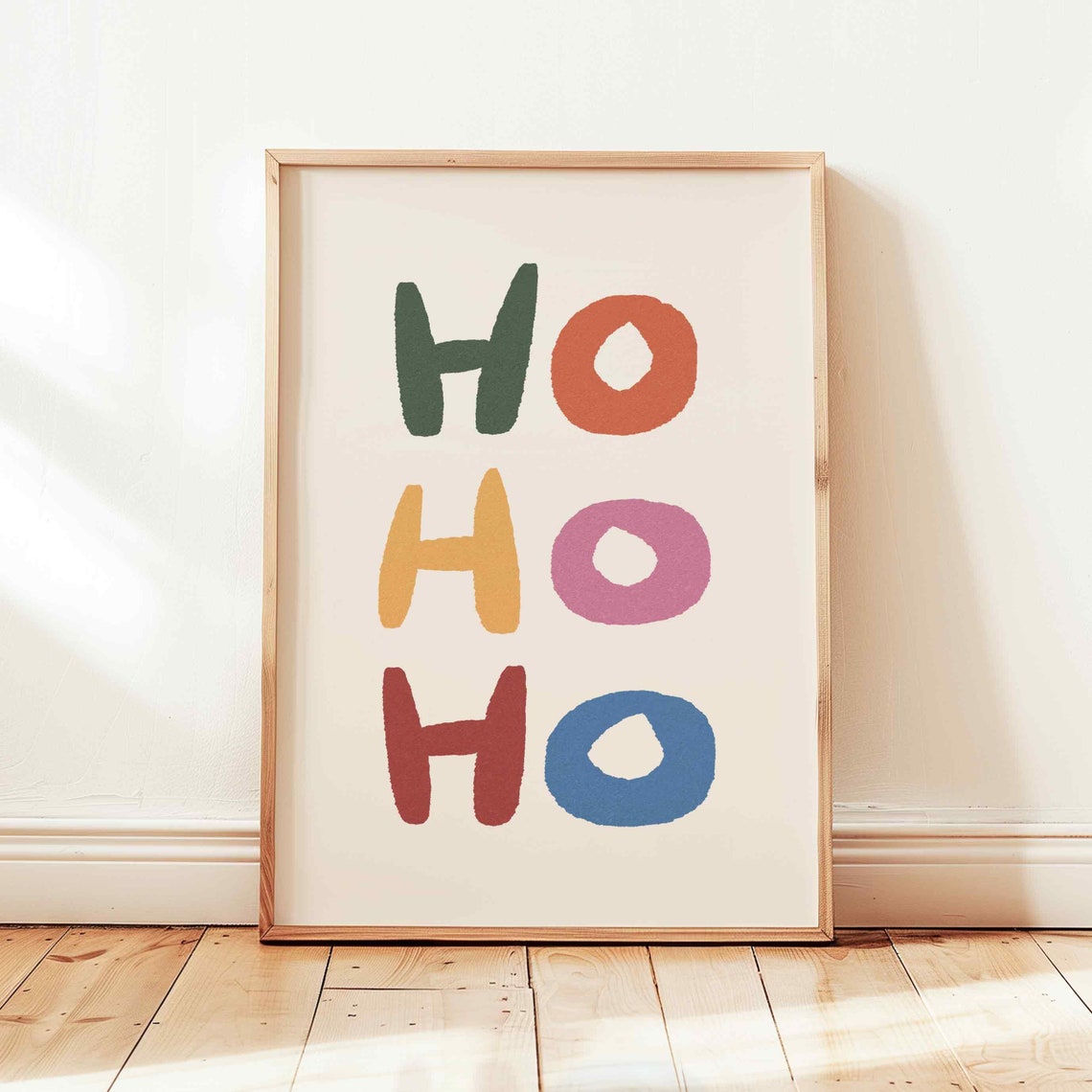 Ho Ho Ho Multicolor Hand Lettered Festive Christmas Wall Art