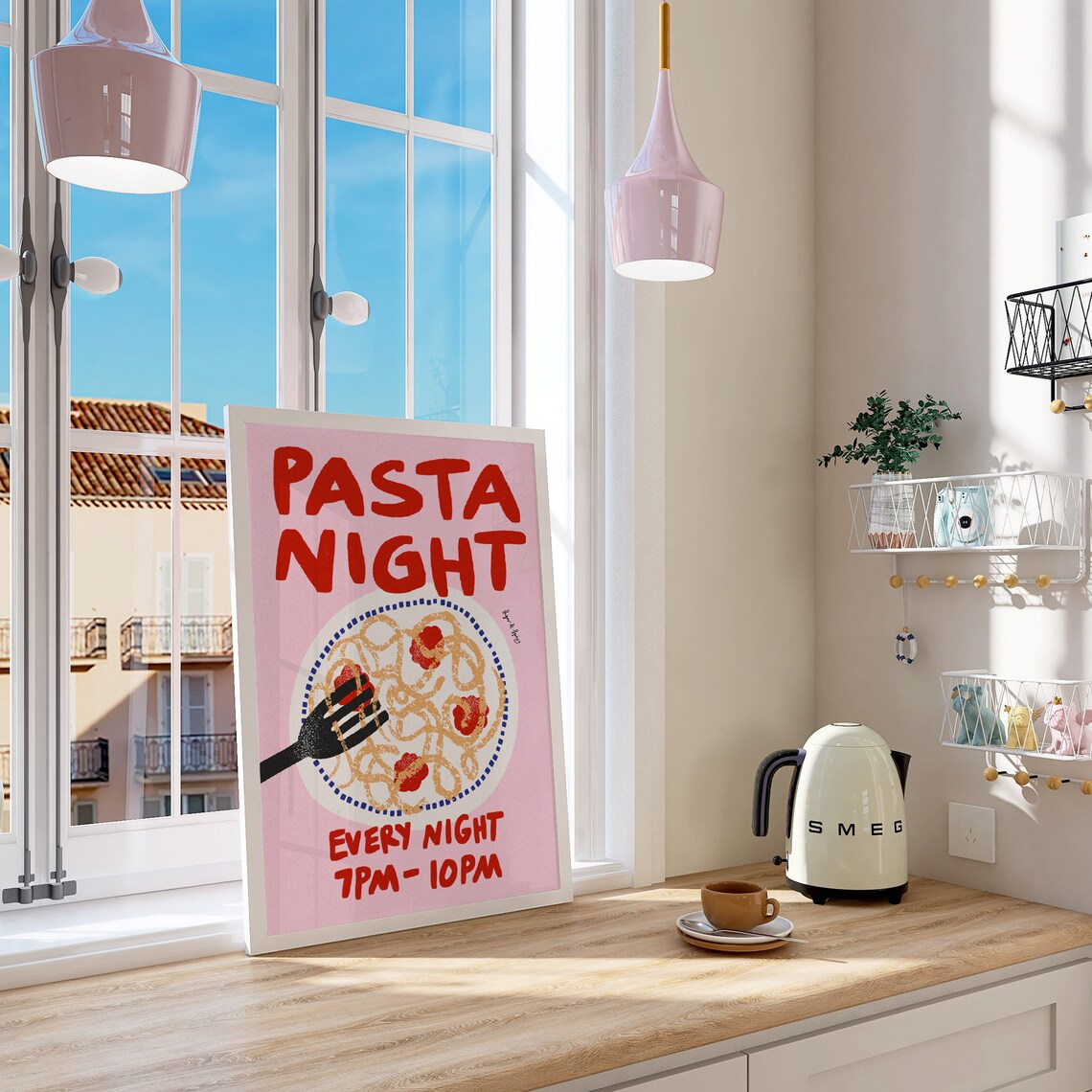 Pasta Night Preppy Pasta Lover Art Print - Image 3