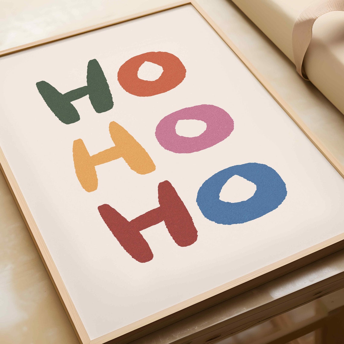 Ho Ho Ho Multicolor Hand Lettered Festive Christmas Wall Art - Image 3