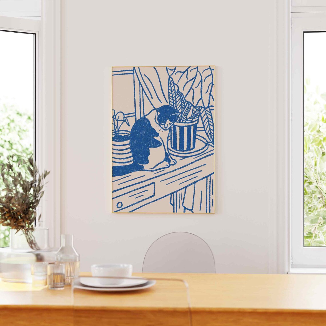 Retro Cat Line Art Print, Matisse-Inspired Poster - Image 4