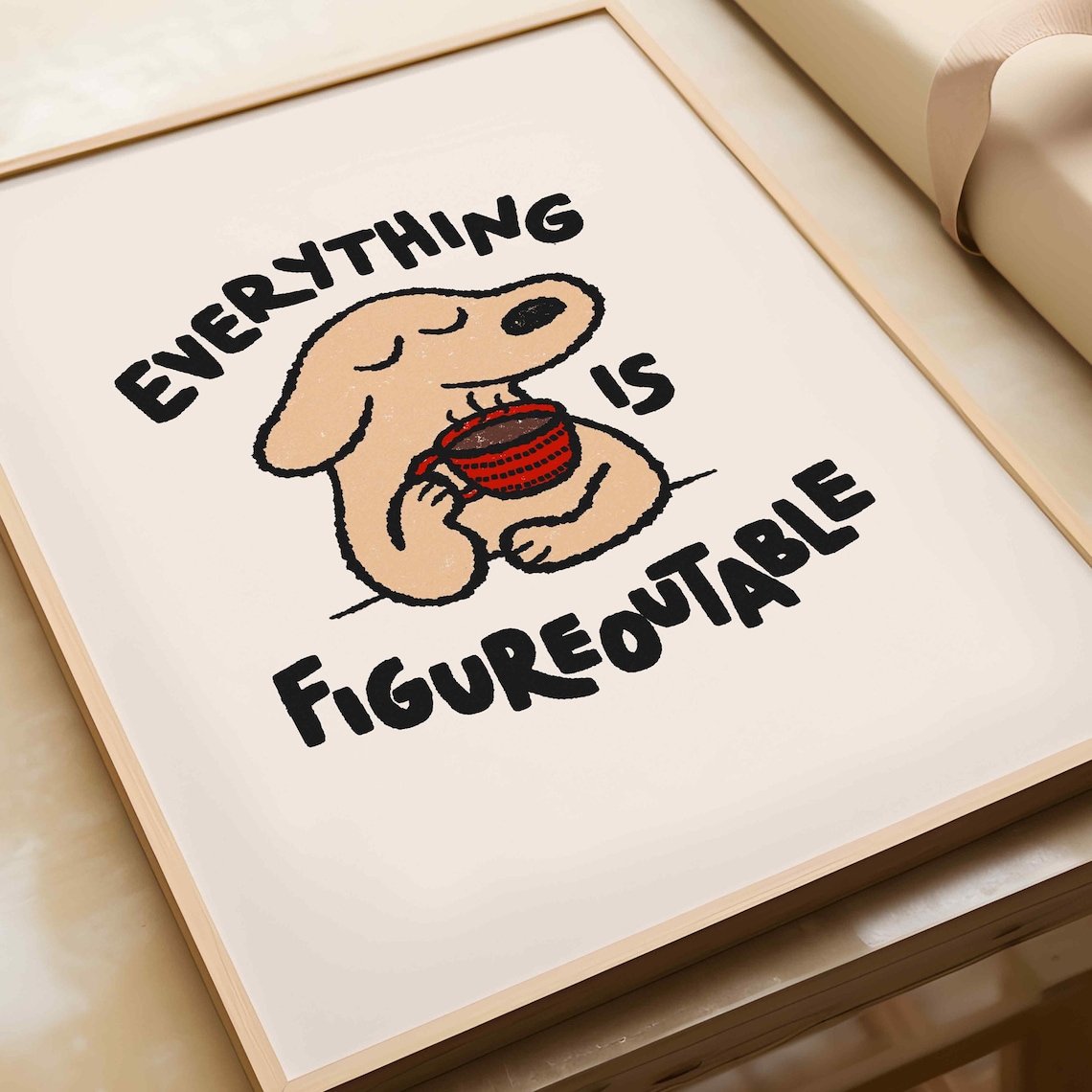 Everything Is Figureoutable Poster, Dog Motivational Art - Image 3