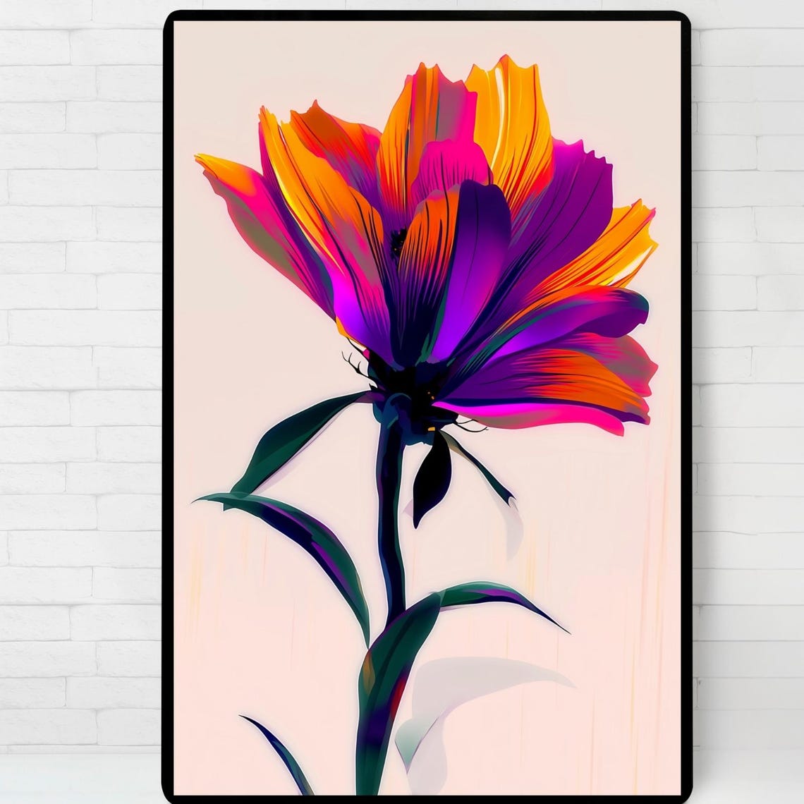Rainbow Cosmos Blossom Vivid Color Burst Modern Floral Poster
