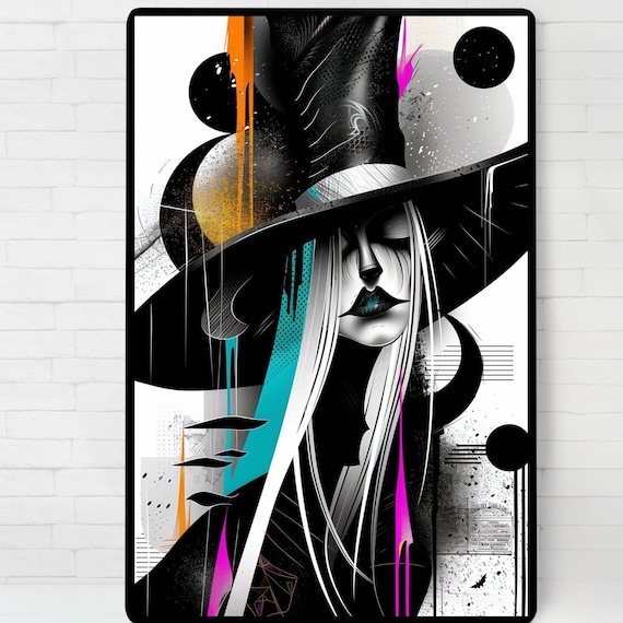 Mystic Rebel Witch Art Print Minimalist Illustration