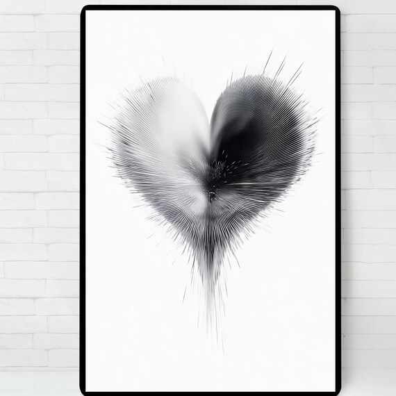 Minimalist Black And White Heart Art Print
