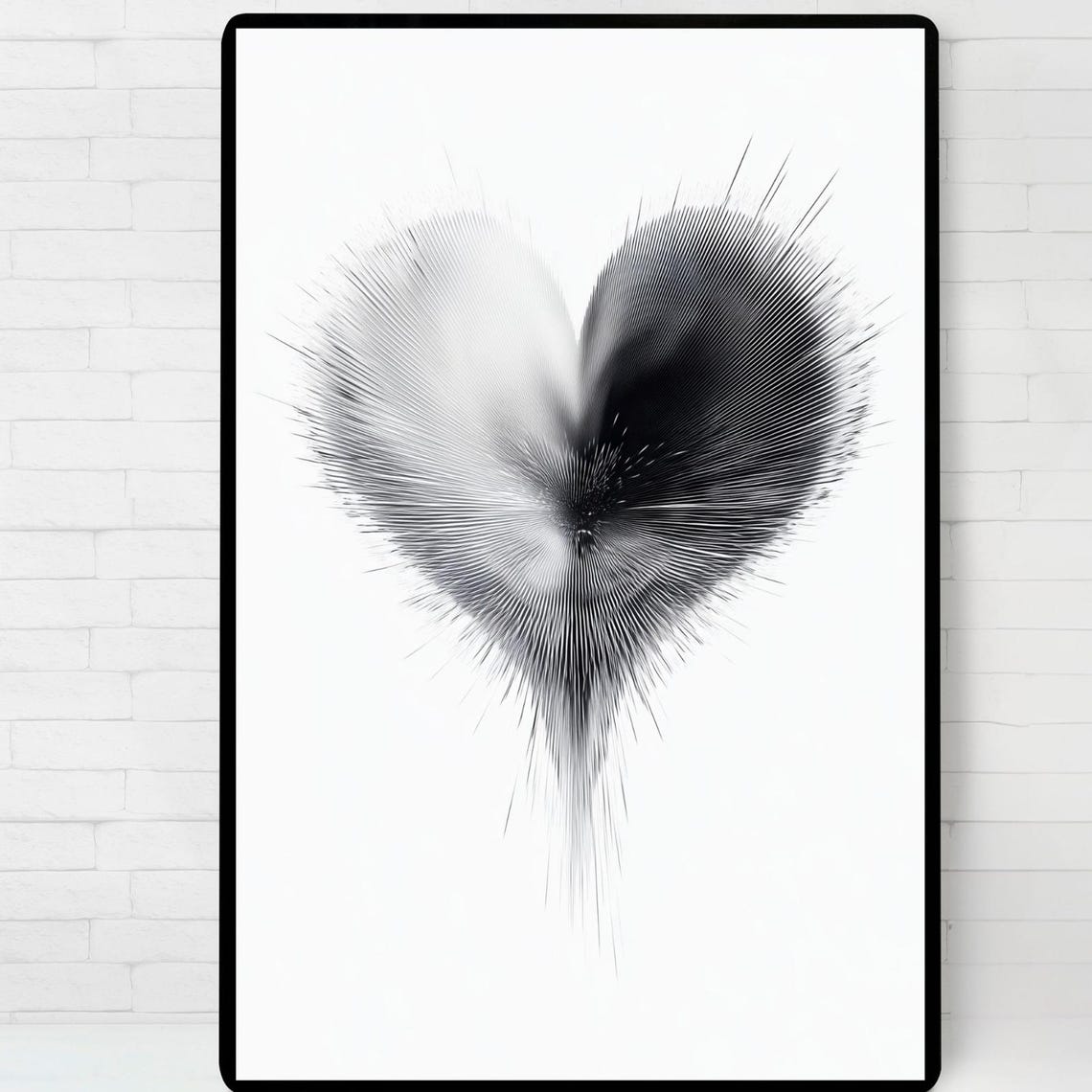 Abstract Line Art Heart Black And White Minimalist Modern Poster