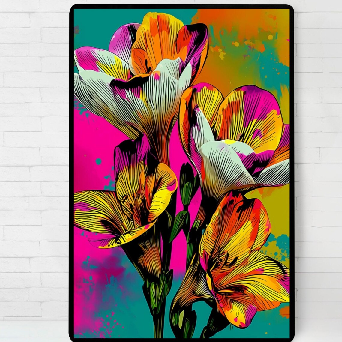 Pop Art Freesia Flower Floral Poster Print
