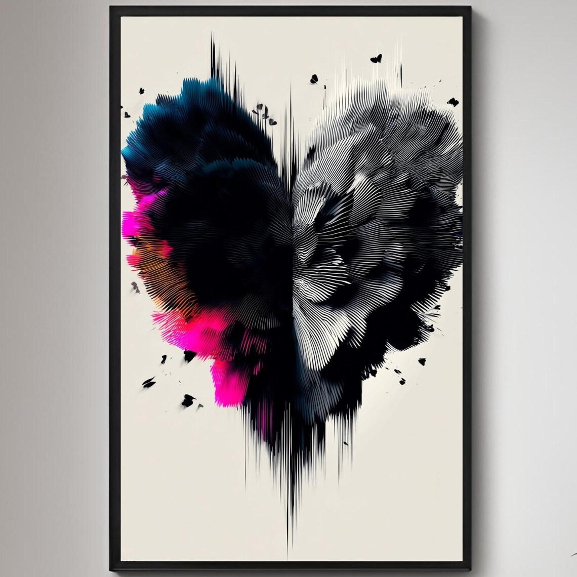Abstract Heart, Modern Line Design Art Print