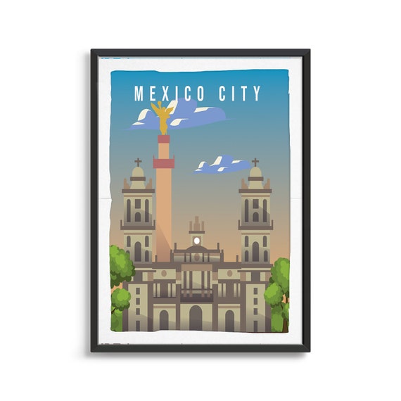 Mexico City Travel Poster, Urban City Art Print