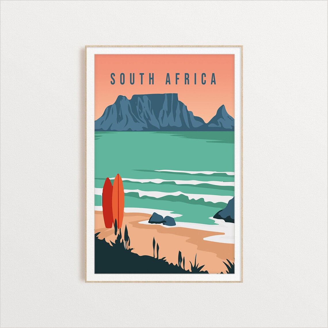 South Africa Country Poster, Travel Art Print