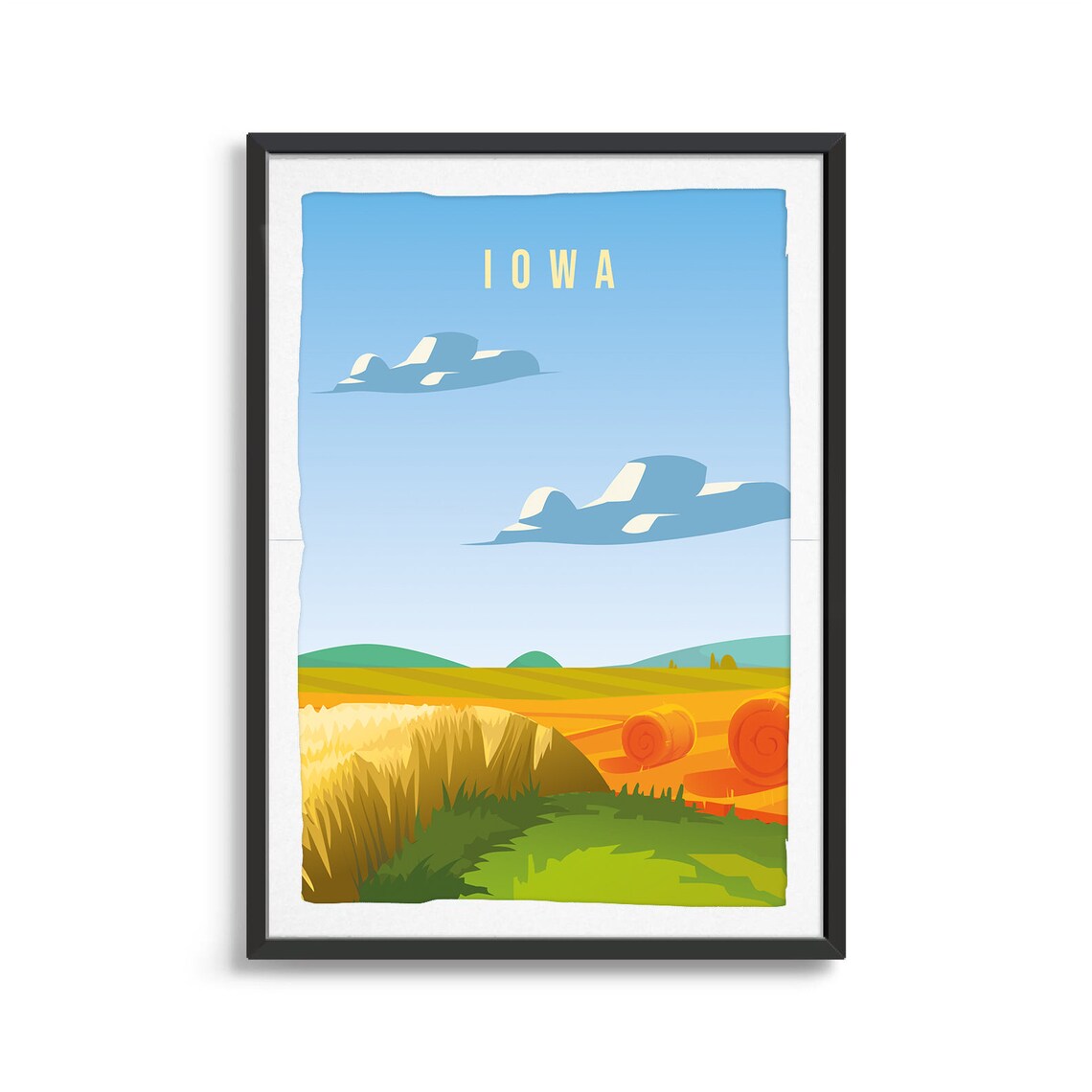 Iowa State Travel Poster, State Art Print