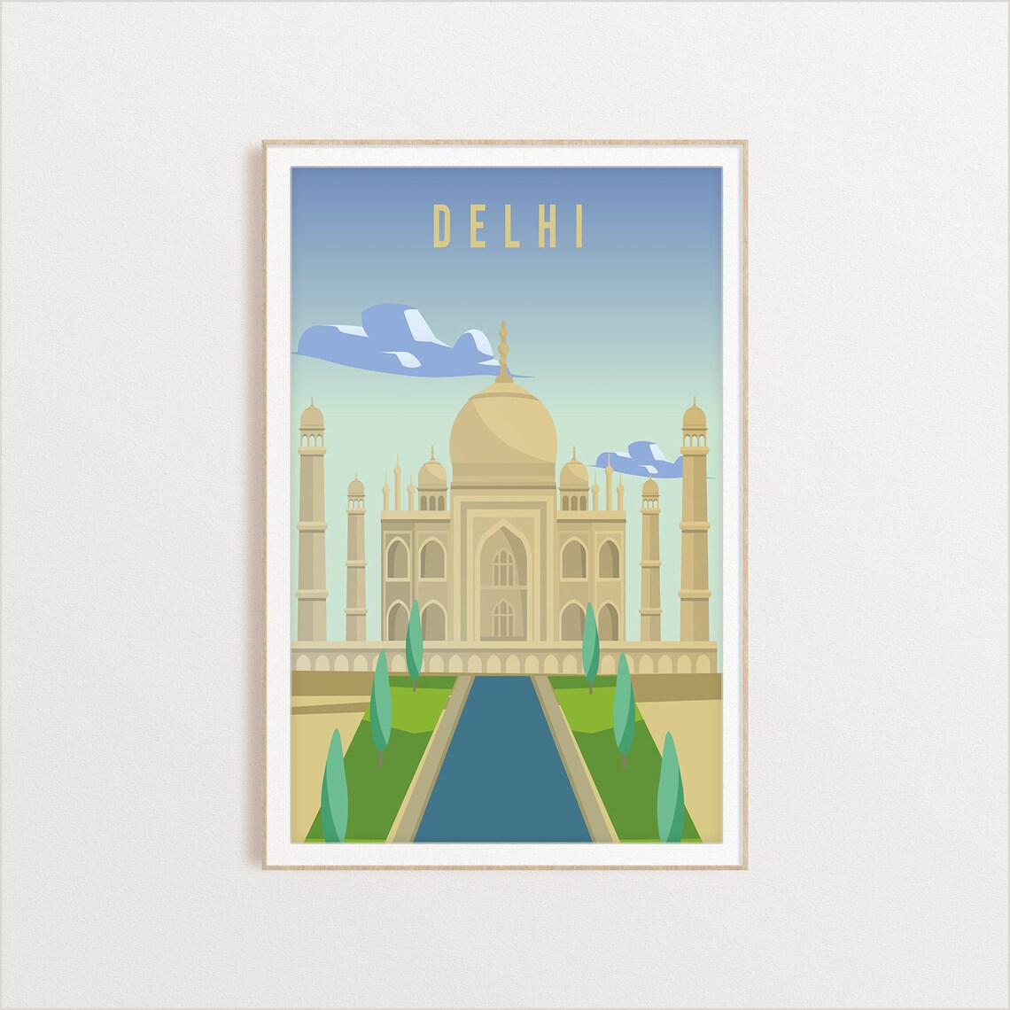 Delhi Grand Domed Mausoleum Minarets Vintage India Travel Poster - Image 2