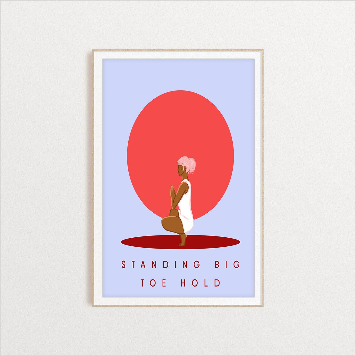Standing Big Toe Hold Retro Yoga Standing Balance Sun Circle Flat Illustration Print - Image 2