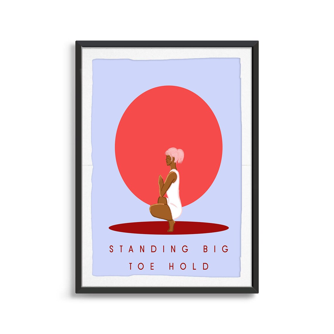 Standing Big Toe Hold Retro Yoga Standing Balance Sun Circle Flat Illustration Print