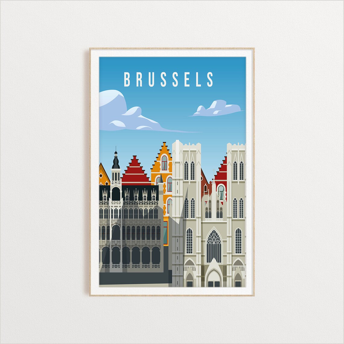 Brussels City Travel Illustration Poster Print