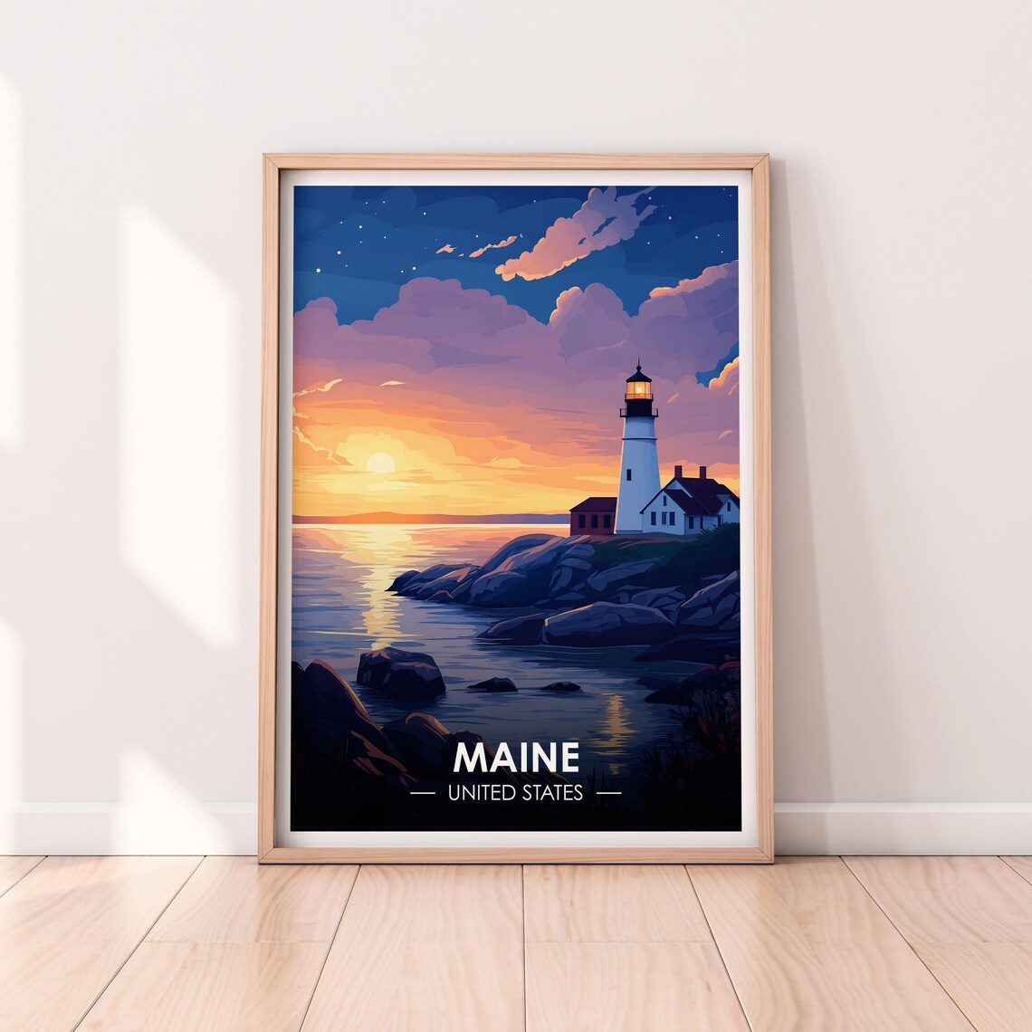 Maine Poster Maine Wall Art United States Poster East Coast Premium Print Usa Print Maine Poster Home Dcor