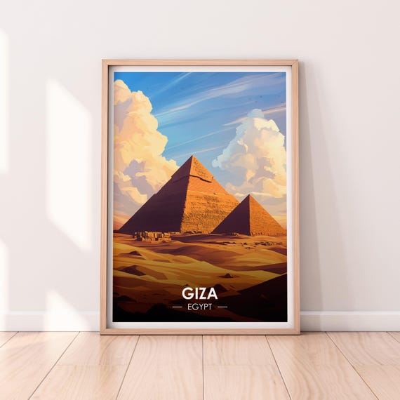 Pyramids Of Giza Poster Giza Wall Art Egypt Poster Giza Premium Print Egypt Print Great Pyramids Poster Home Dcor