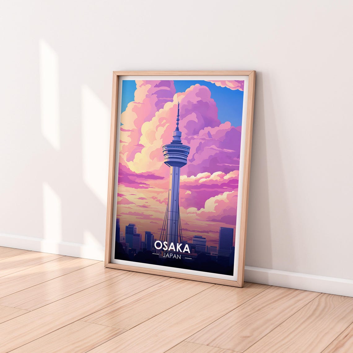Osaka Japan Skytower Purple Sunset Clouds Skyline Dusk Poster - Image 2