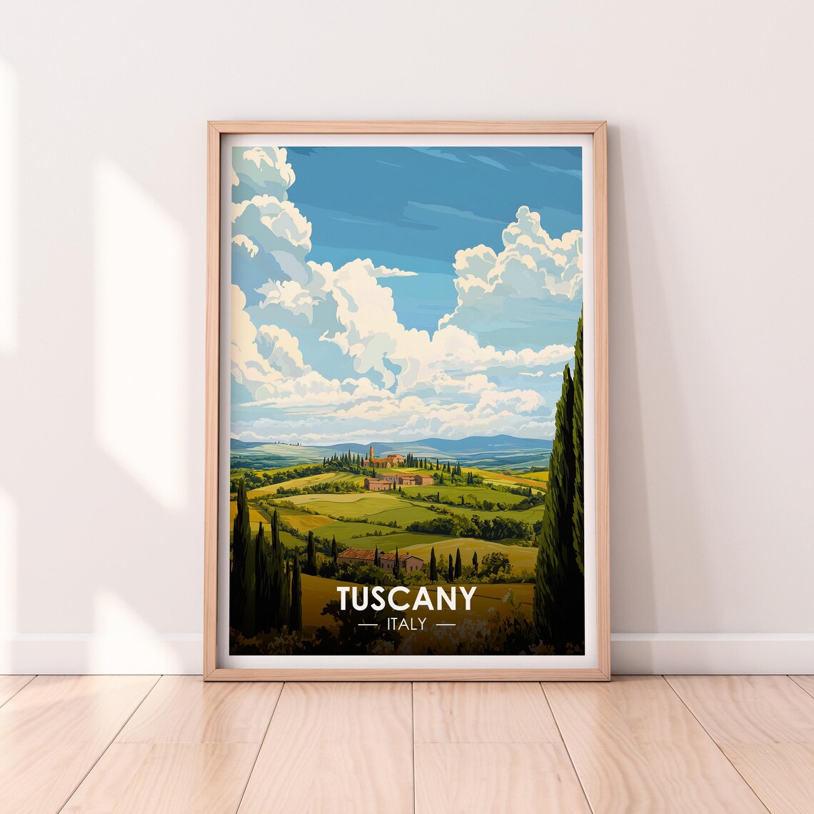 Tuscany Italy Rolling Green Hills And Cypress Trees Travel Poster