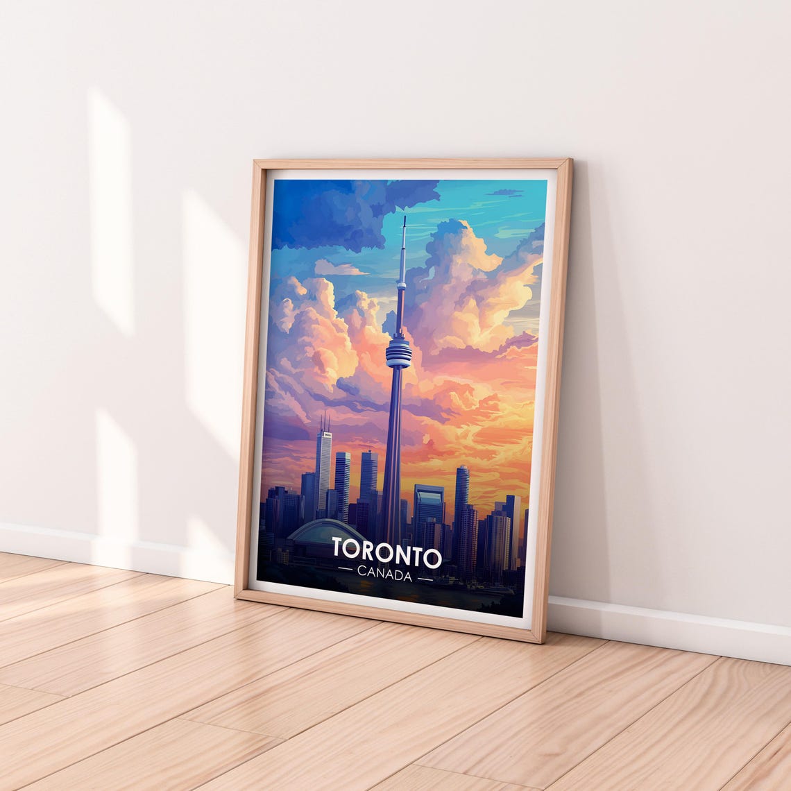 Toronto Canada CN Tower Vibrant Sunset Skyline Orange Clouds Poster - Image 2