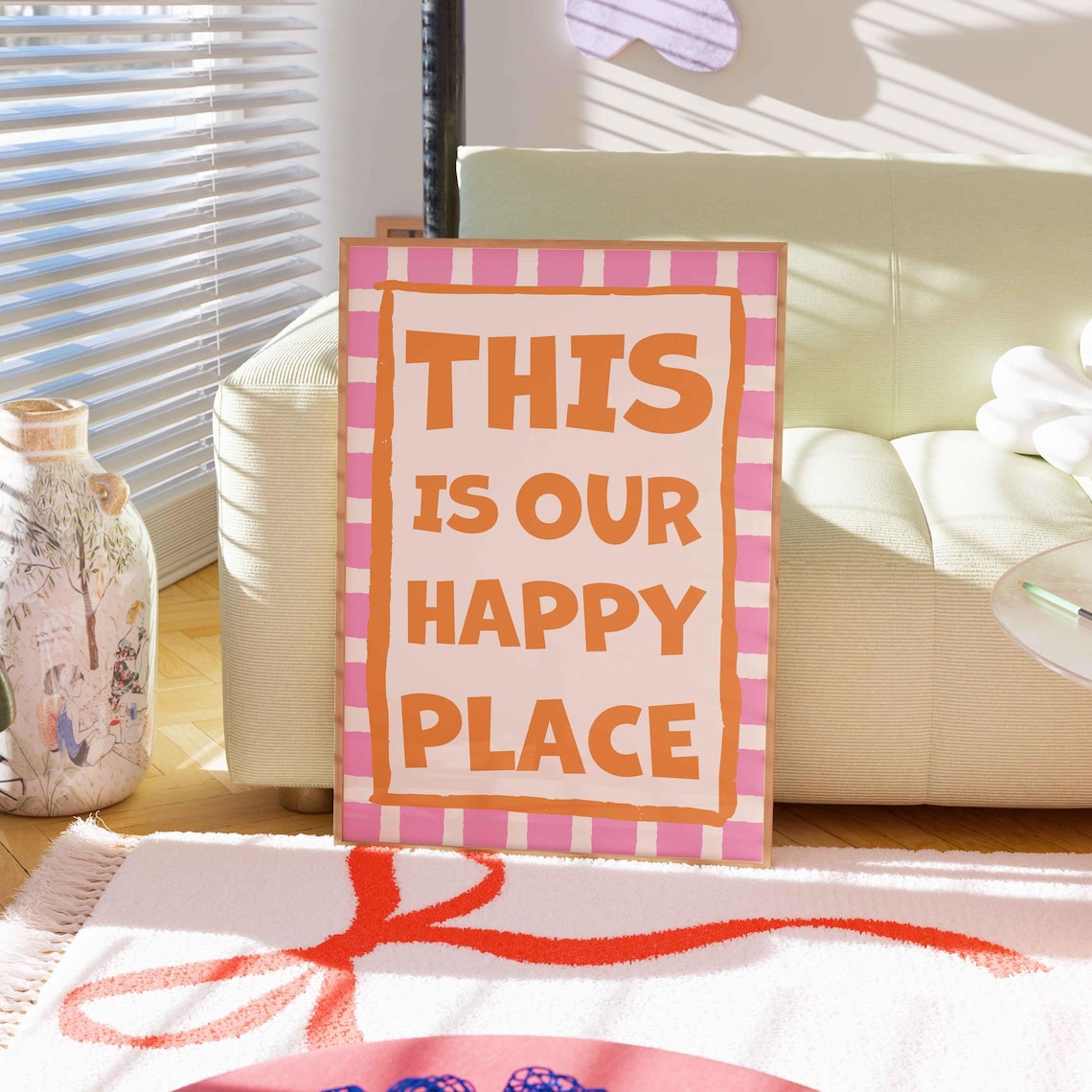 This Is Our Happy Place Home Wall Decor Trendy Typography Print Apartment Positive Quote Welcome Housewarming Gift