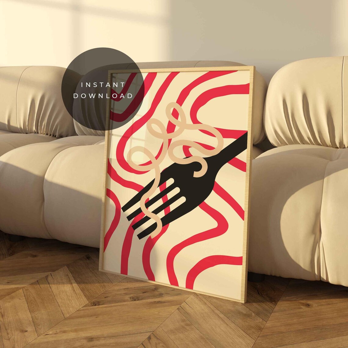 Hand Drawn Pasta Retro Spaghetti Art Print
