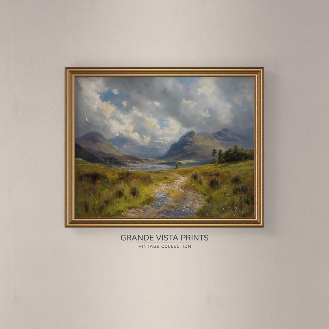 Moody Highland Valley Moor Stream Dramatic Cloud Mountains Poster - Image 3
