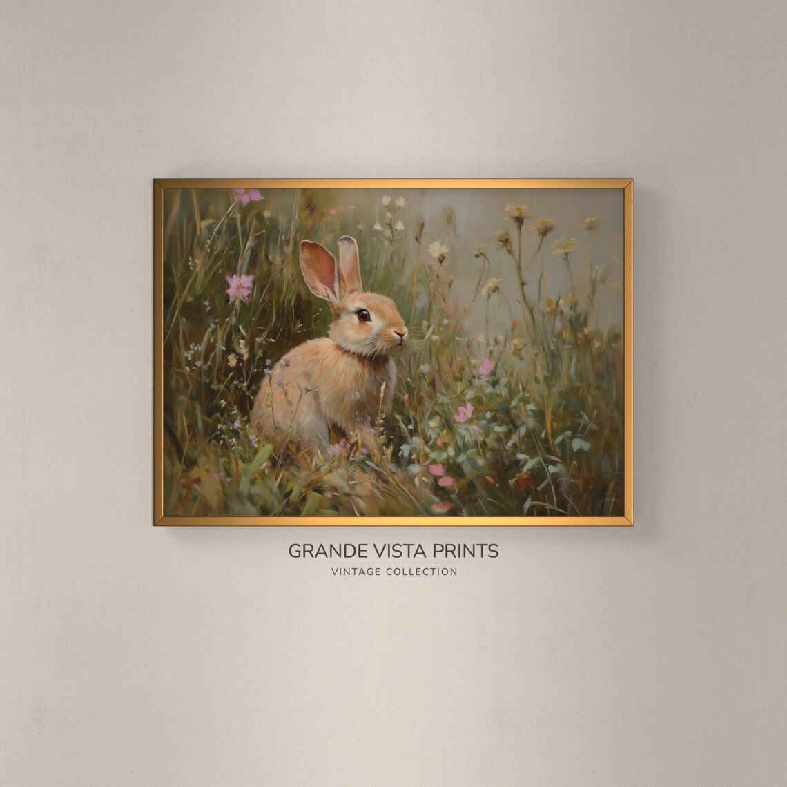 Spring Easter Bunny Painting, Easter Animal Portrait