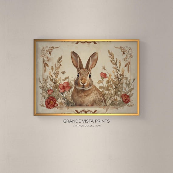 Easter Rabbit Painting Art Print, Holiday Decor