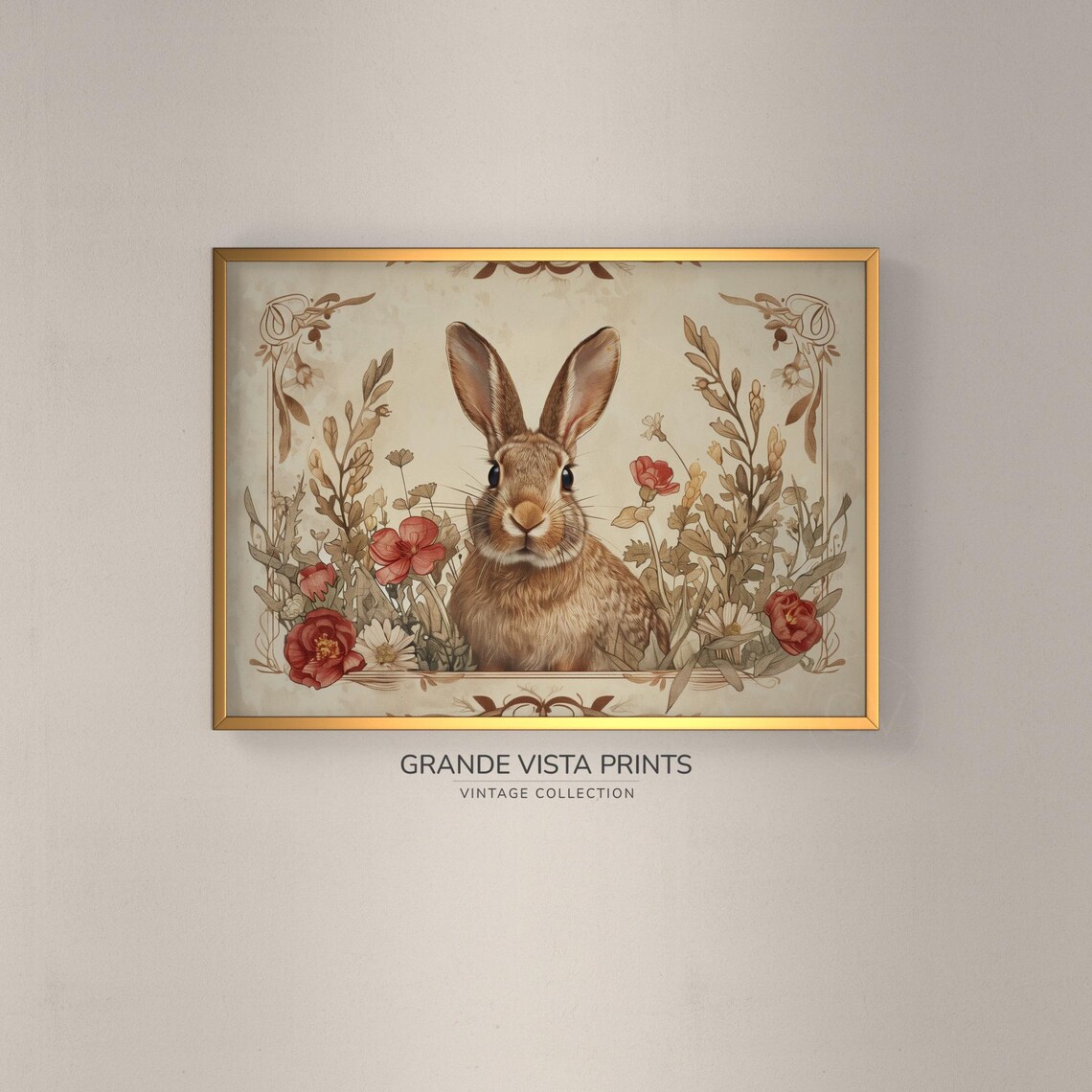 Easter Rabbit Painting Art Print, Holiday Decor
