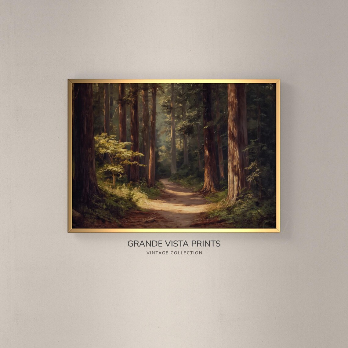 Redwood Forest Path Landscape Painting Forest Path Wall Art Forest Trees Artwork Gv4377