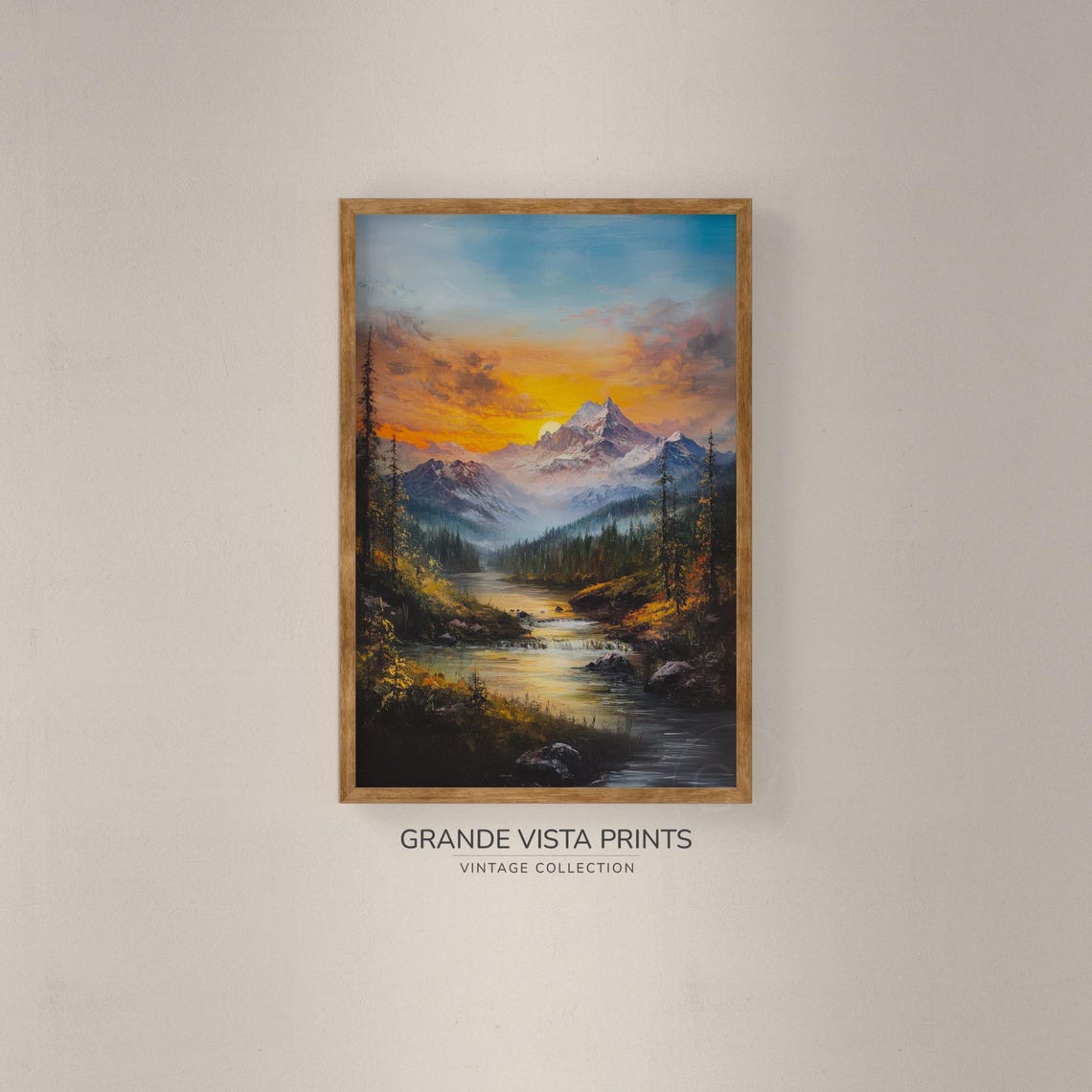 Mountain River Landscape Painting - Image 2