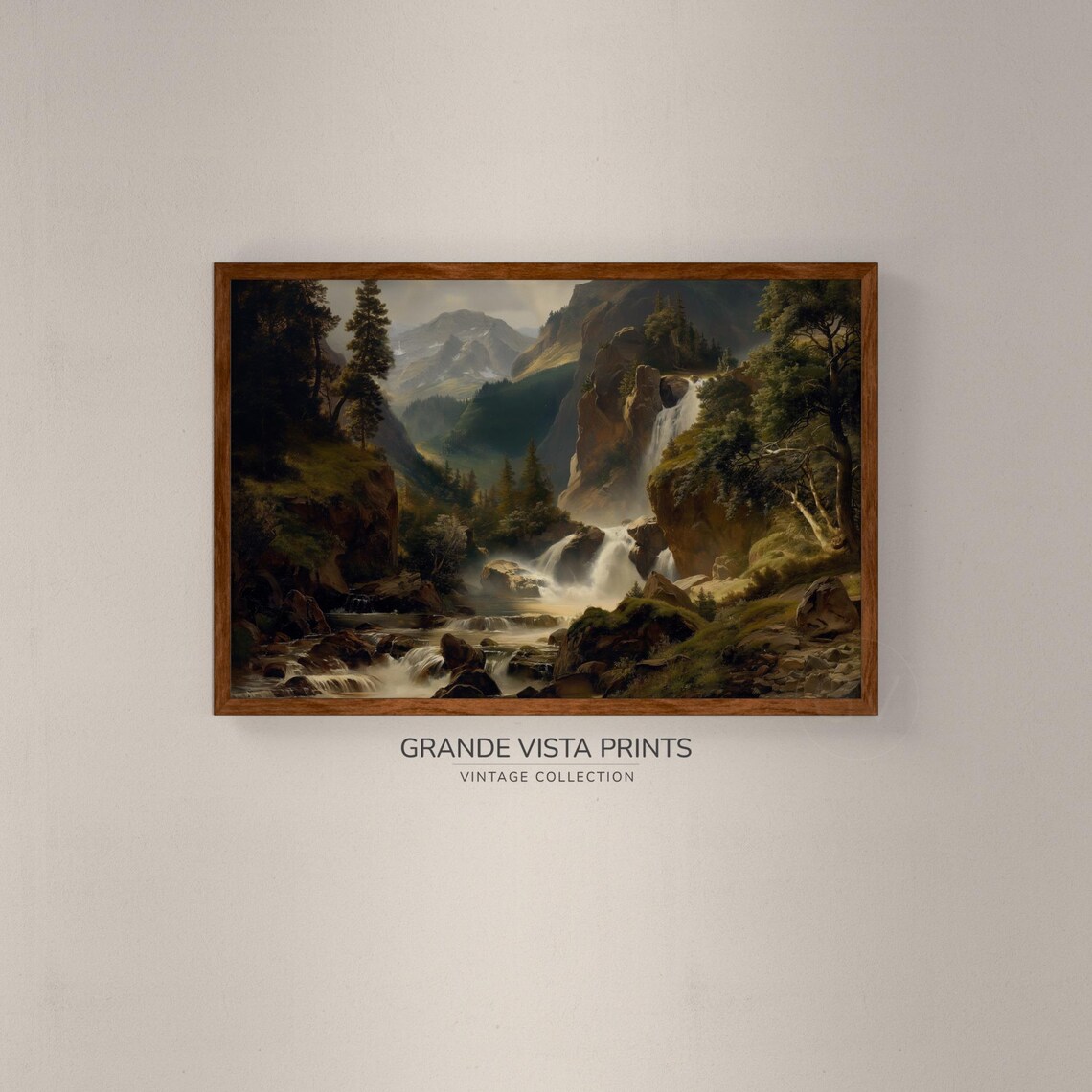 Forest Waterfall Landscape Painting Waterfall Painting Wall Art Instant Waterfall Art Print Gv4202 - Image 2
