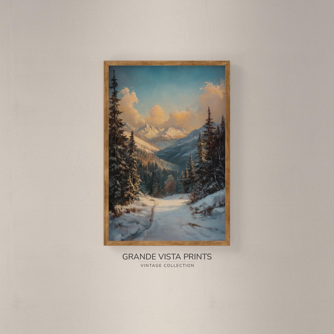 Snowy Mountain Valley Artwork Winter Mountain Forest Poster Winter Forest Landscape Wall Art Gv4773 - Image 2