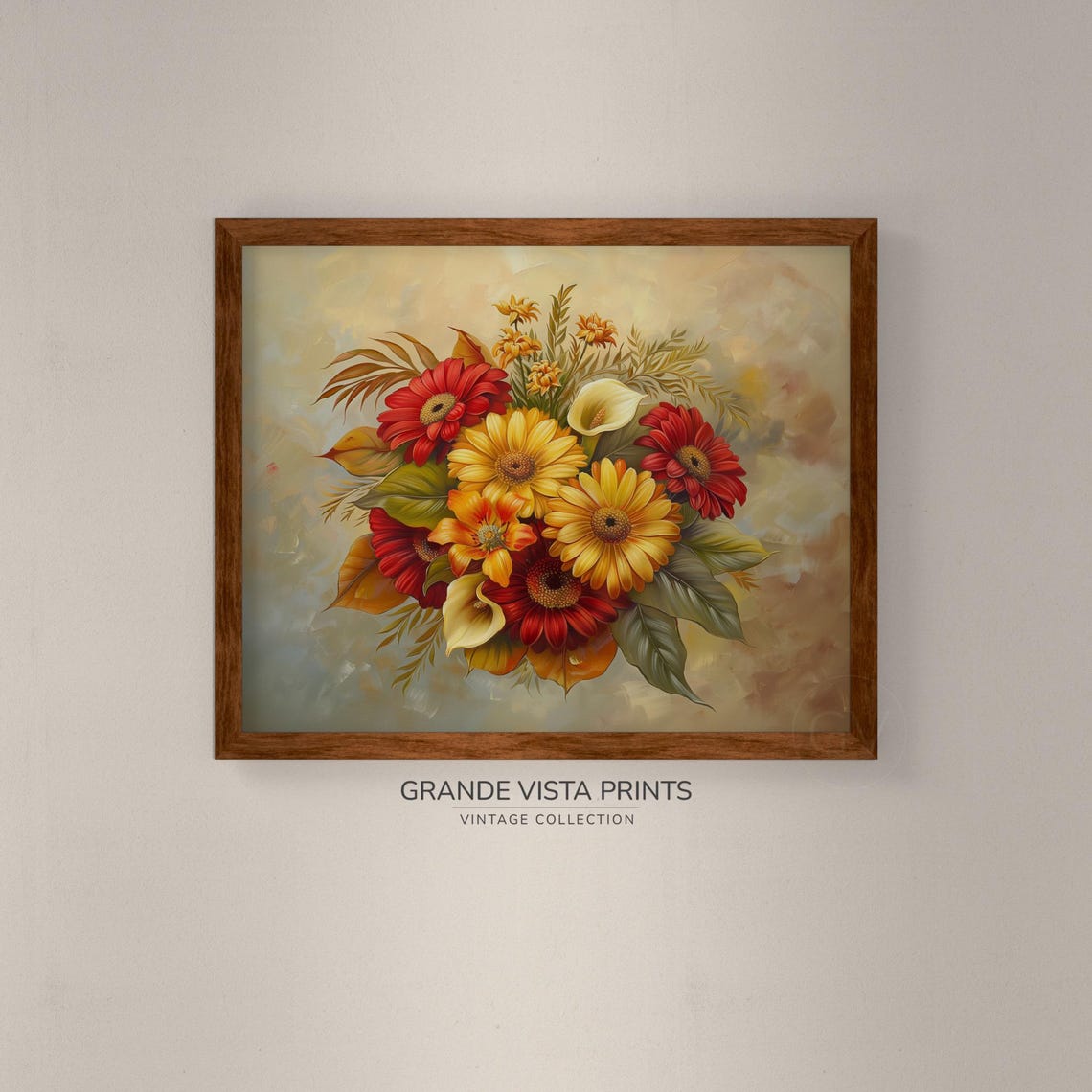 Red Yellow Orange Gerbera Daisy Calla Lily Bouquet Floral Poster - Image 4