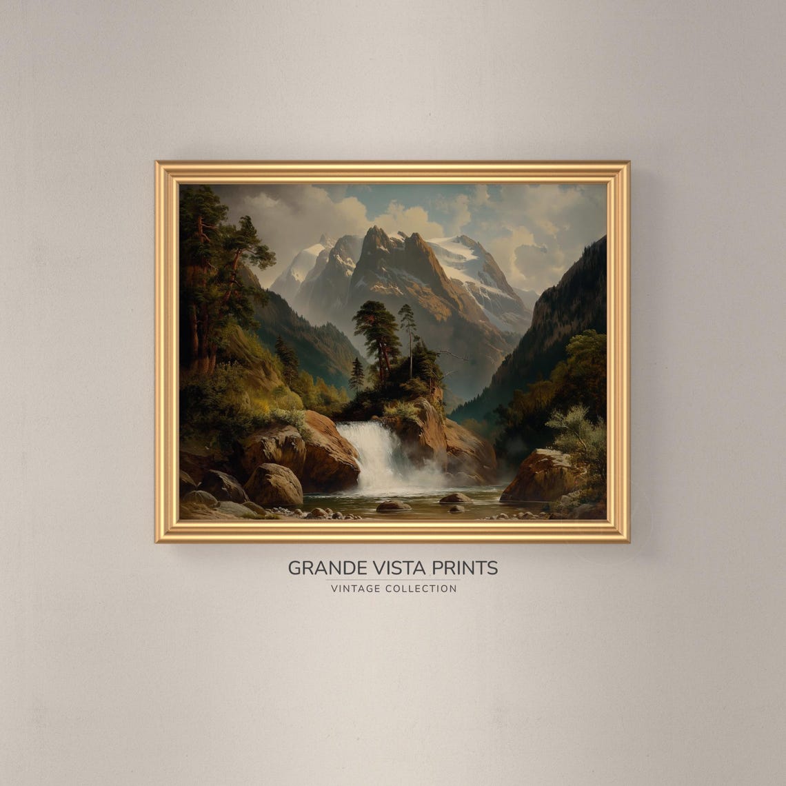 Moutain Waterfall Landscape Painting Waterfall Painting Wall Art Instant Waterfall Artwork Gv4221 - Image 3