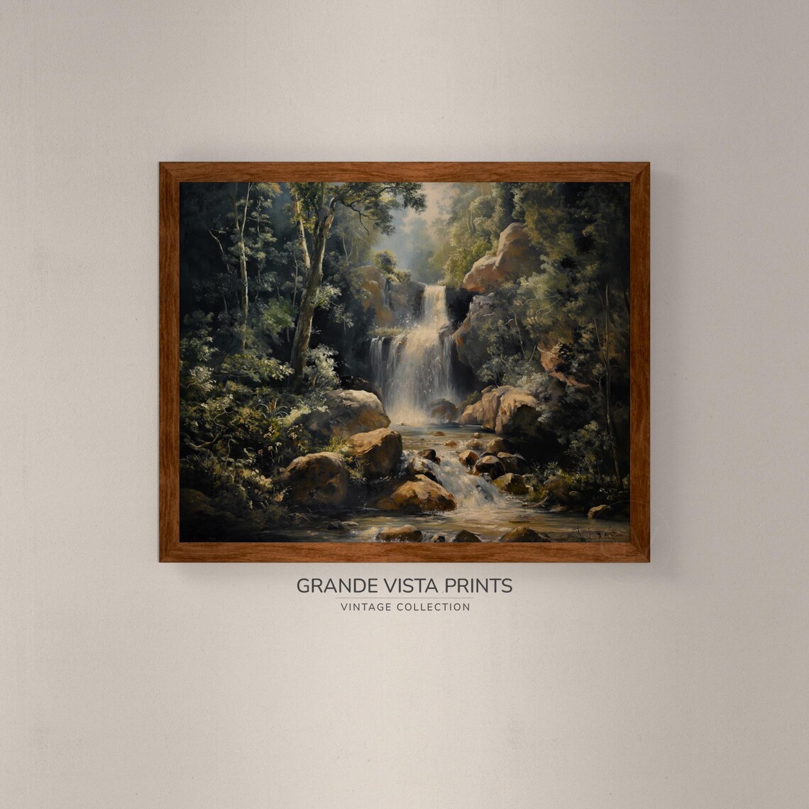 Babbling Brook Waterfall Painting Waterfall Wall Art Instant Forest Waterfall Art Print Gv4223 - Image 4