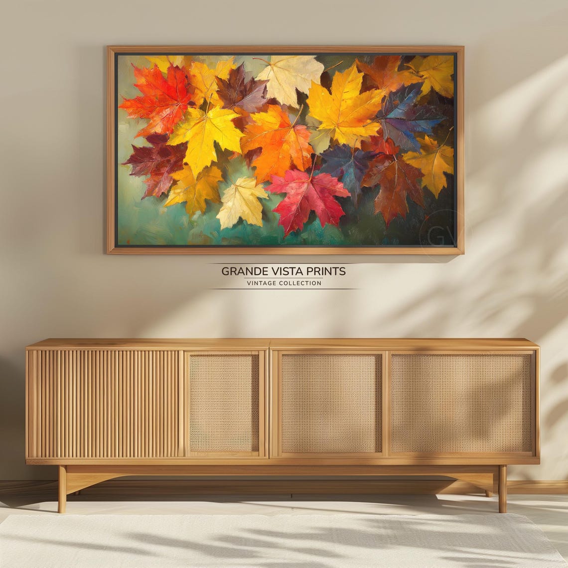 Scattered Maple Leaves Warm Autumn Tones Fall Foliage Painting Poster - Image 4