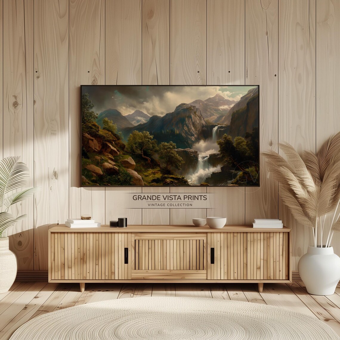 Mountain Falls Frame Tv Art Landscape Painting Frame Tv Art Forest Landscape Artwork Instant Gv4238 - Image 2