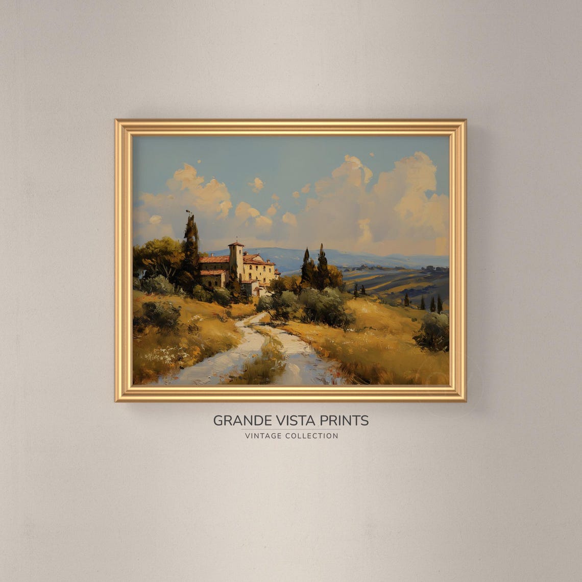 Tuscan Villa Hill Cypress Golden Fields Italian Countryside Poster - Image 3