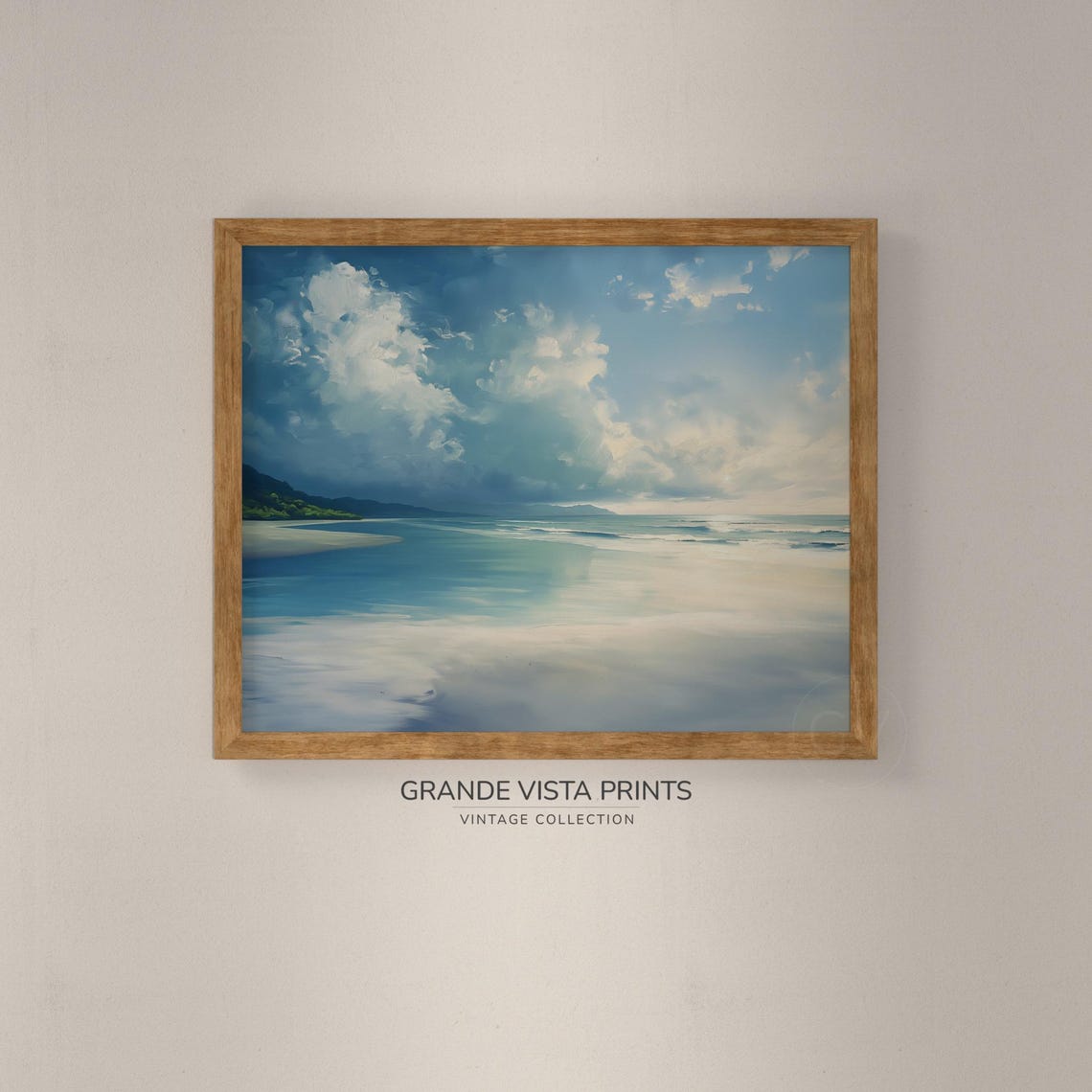 Tropical Beach Cloudy Sky Calm Turquoise Sea Coastal Travel Poster - Image 4